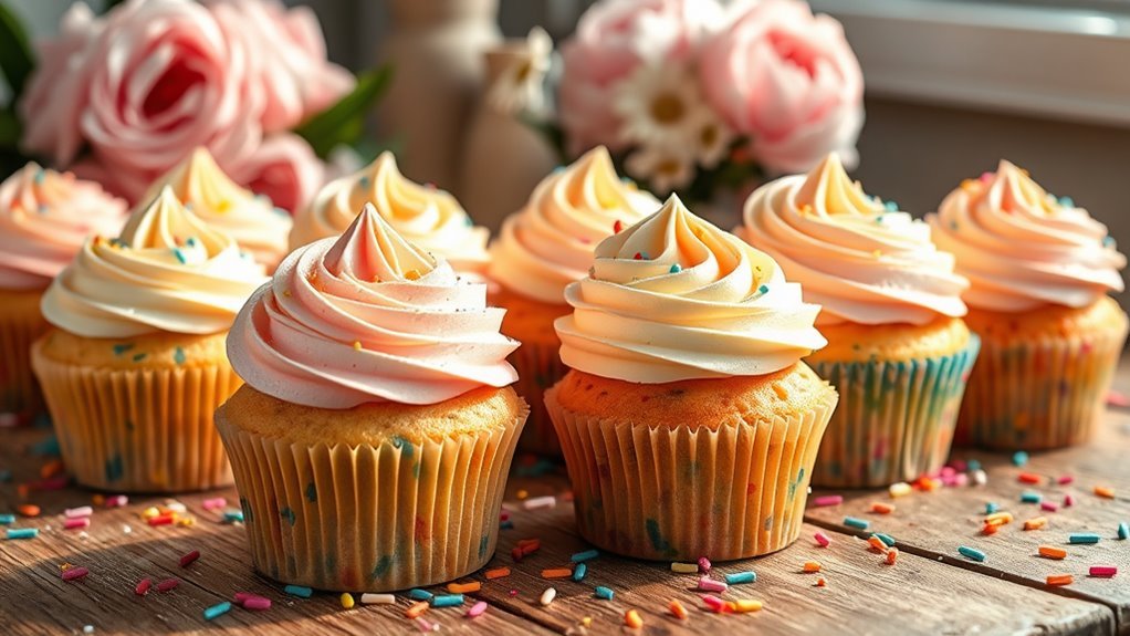 colorful sprinkle filled cupcakes
