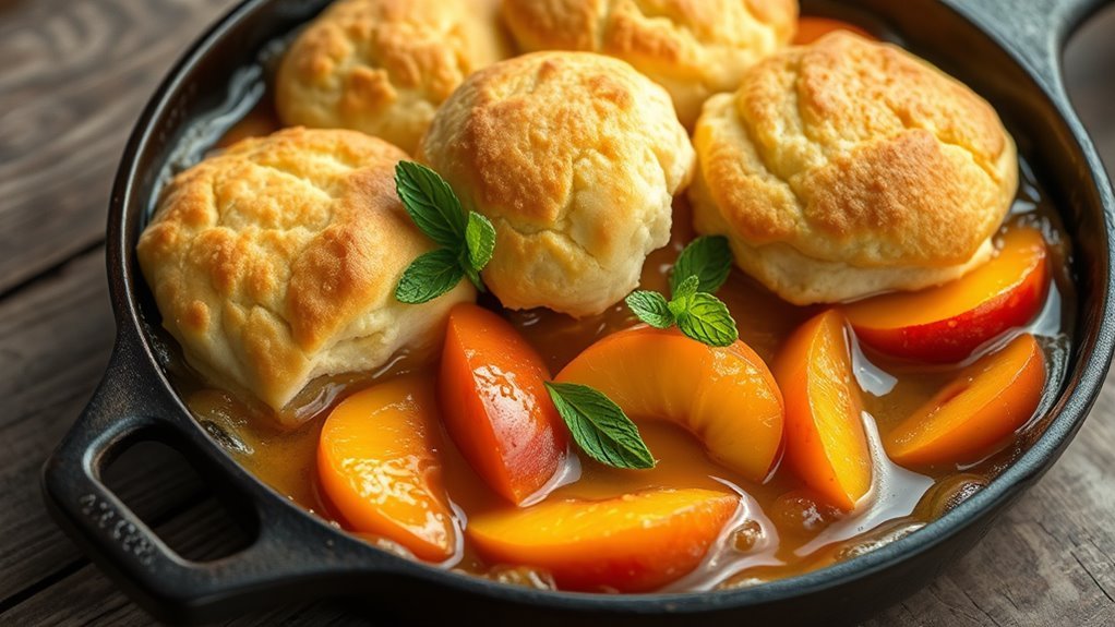 peach cobbler with biscuits