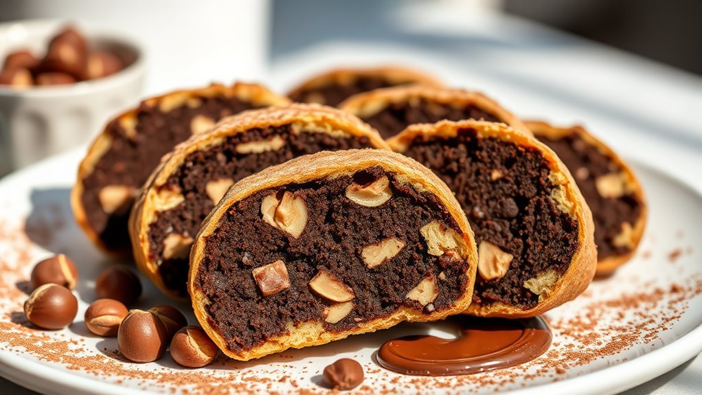 chocolate hazelnut flavored biscotti