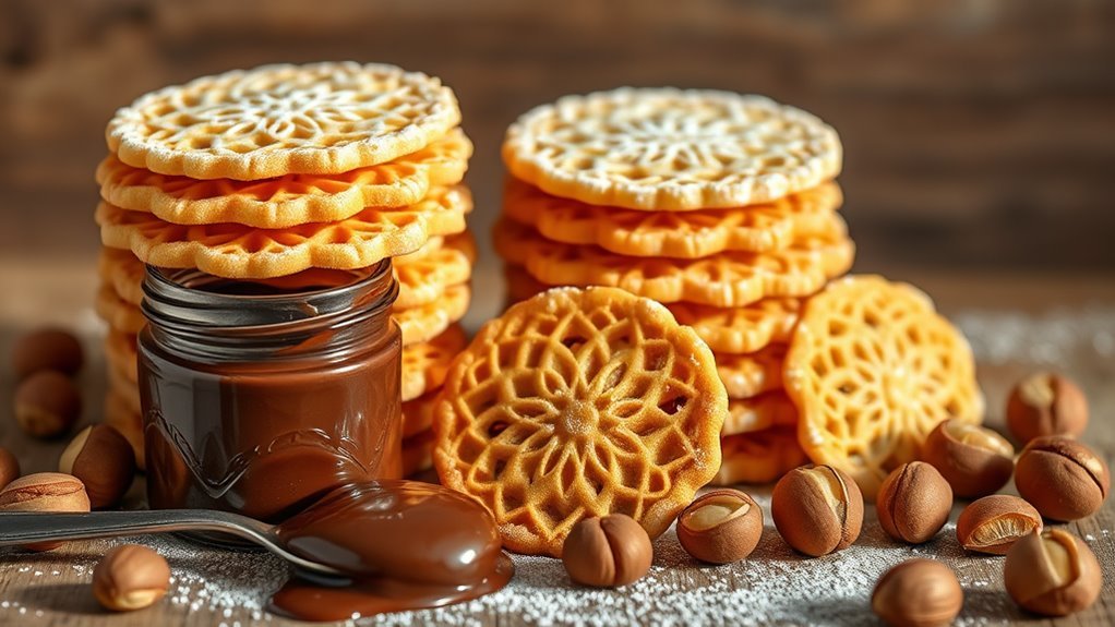 delicious chocolate hazelnut pizzelles