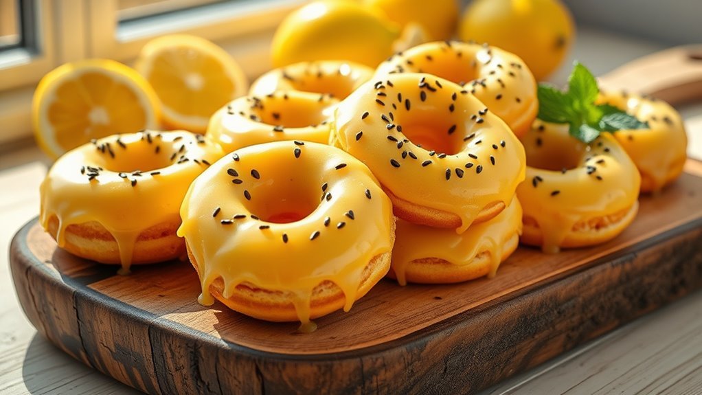 lemon flavored poppy seed donuts