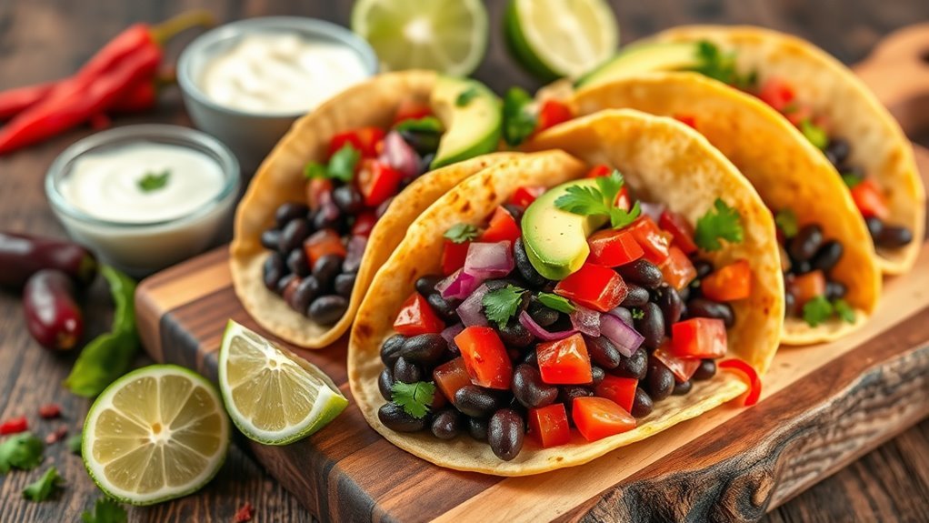spicy black bean tacos