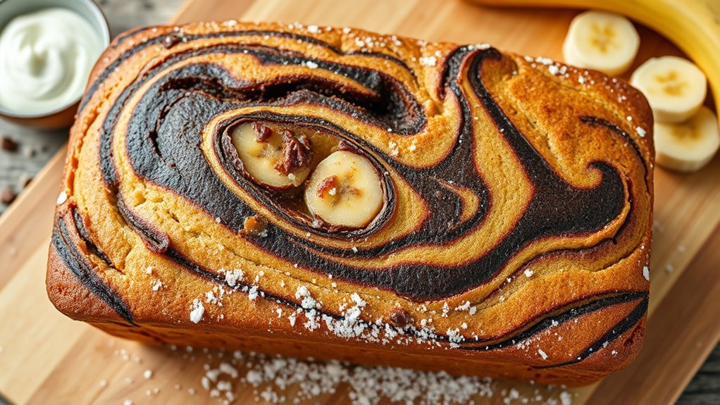 swirled sour cream banana bread