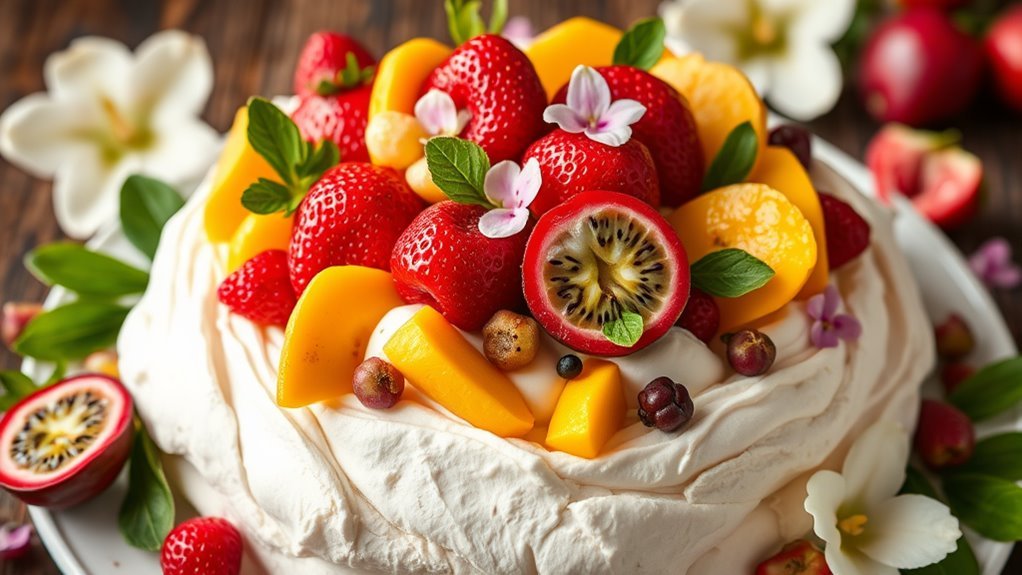 tropical fruit meringue dessert