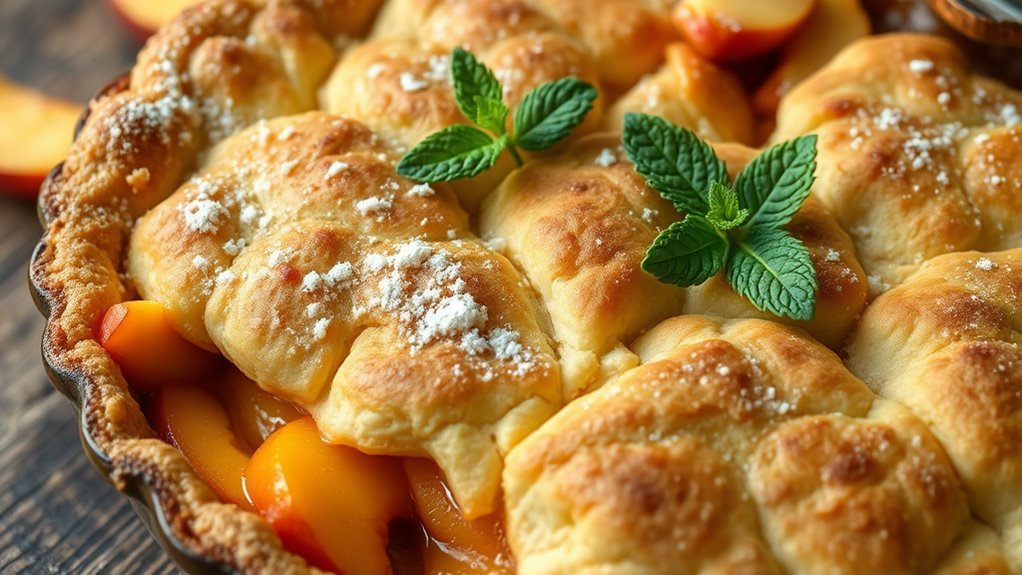 peach cobbler with biscuits